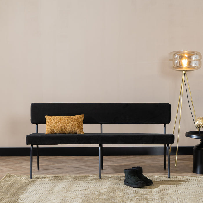 Bronx71 Velvet eetkamerbank Espen zwart 160 cm