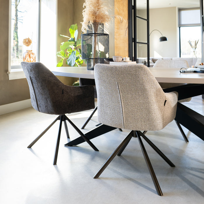 Bronx71 Draaibare eetkamerstoel Kay draaibaar gemêleerde stof off