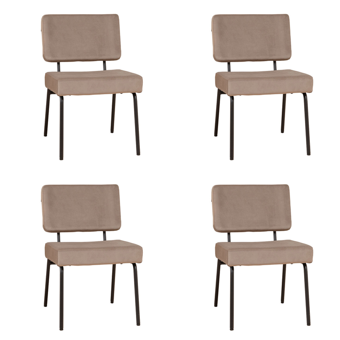 Bronx71 Velvet eetkamerstoel Espen taupe - Eetkamerstoelen set van 4