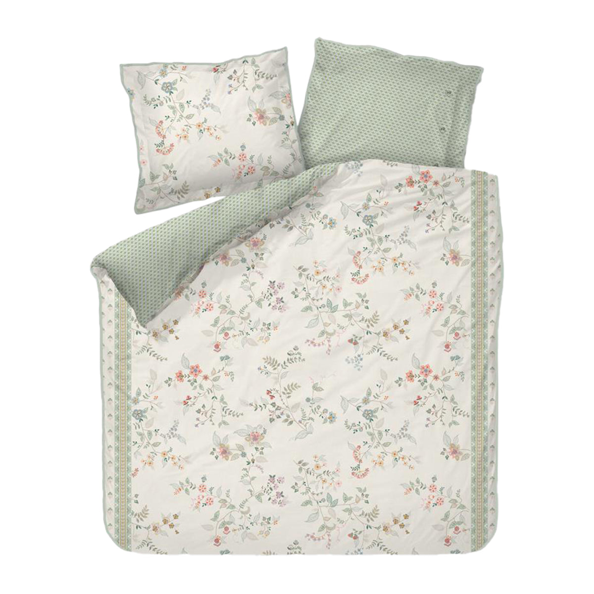 Pip Studio Kili Flower Dekbedovertrek 200 x 200/220 cm - Wit