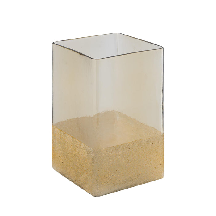 PTMD Windlicht Waya - 15x15x25 cm - Glas - Champagne