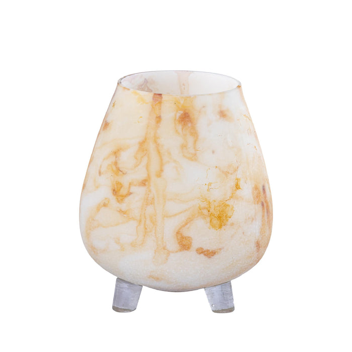 PTMD Windlicht Jamillia - 17x17x19 cm - Glas - Geel