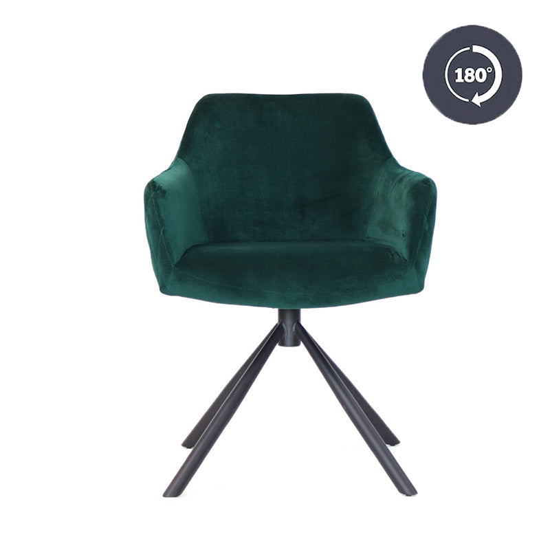 Bronx71 Velvet eetkamerstoel Furtado draaibaar groen - Eetkamerstoelen