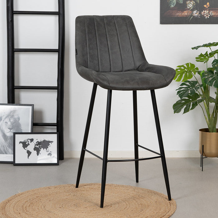 Bronx71 Industriële barkruk Brooke antraciet 74 cm  - Barkrukken set