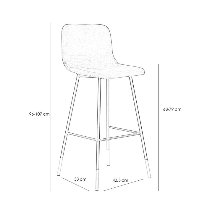 Bronx71 Velvet barkruk Mikky groen 68 - 79 cm - barkrukken set van 4