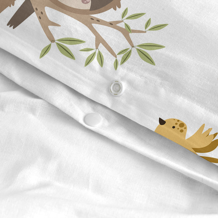Happy sloth Dekbedovertrek wieg 2-delig Moshi Moshi, Veelkleurig, 100% katoen, de kwaliteit van 150 TC