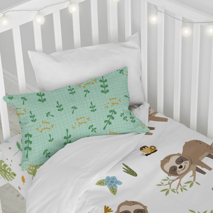 Happy sloth Dekbedovertrek wieg 2-delig Moshi Moshi, Veelkleurig, 100% katoen, de kwaliteit van 150 TC