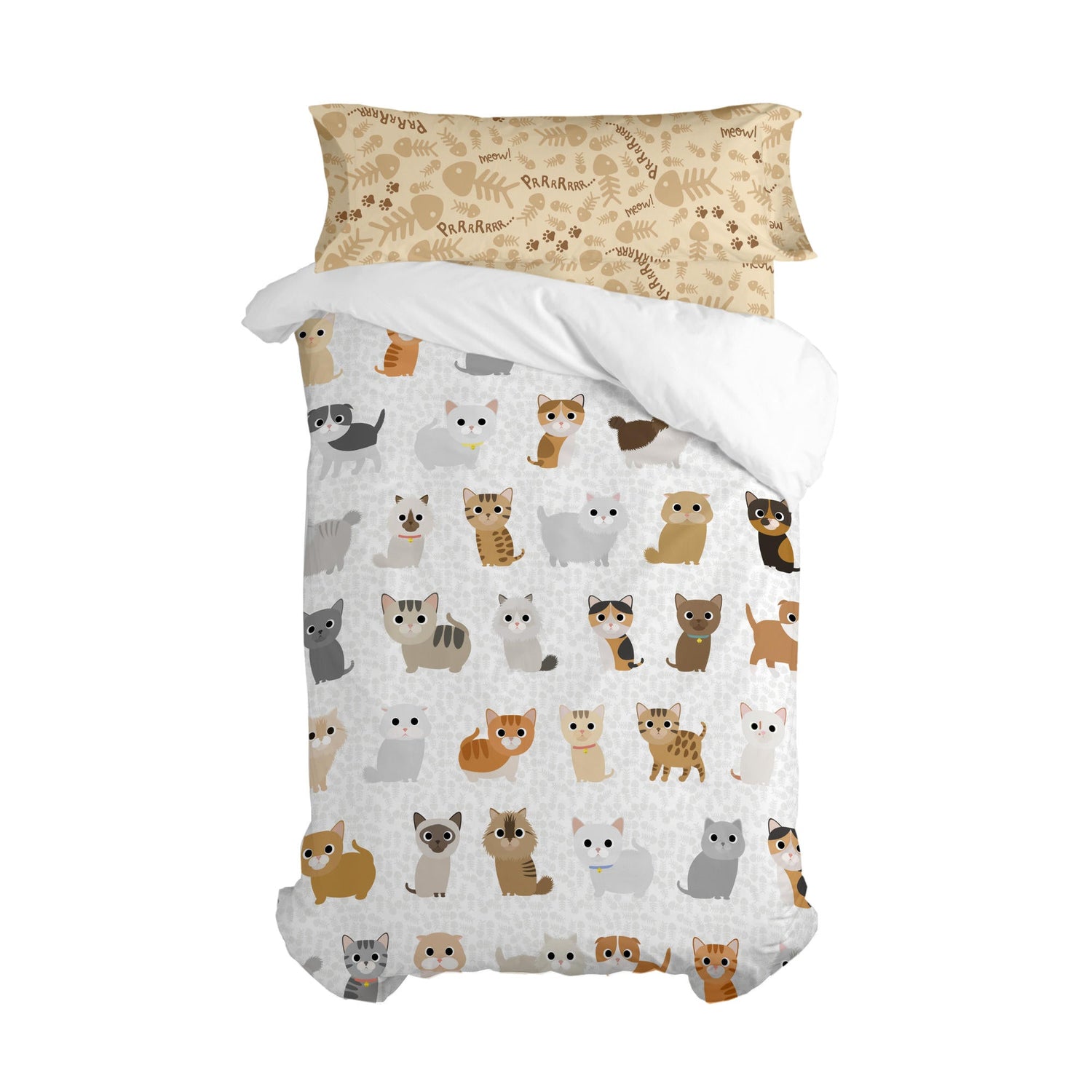 Cats Dekbedovertrek 2-delig 180x220 cm (Bed 105) Mr Fox, Veelkleurig, 100% katoen, de kwaliteit van 150 TC