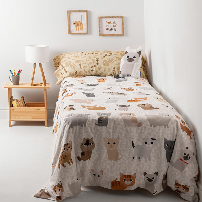 Cats Dekbedovertrek 2-delig 180x220 cm (Bed 105) Mr Fox, Veelkleurig, 100% katoen, de kwaliteit van 150 TC