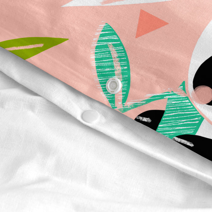 Panda garden Dekbedovertrek wieg 2-delig Moshi Moshi, Rosa, 100% katoen, de kwaliteit van 150 hilos