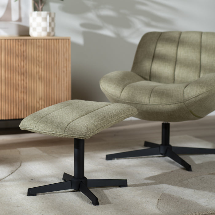 Bronx71 Draaifauteuil met hocker Santa linnen olijfgroen