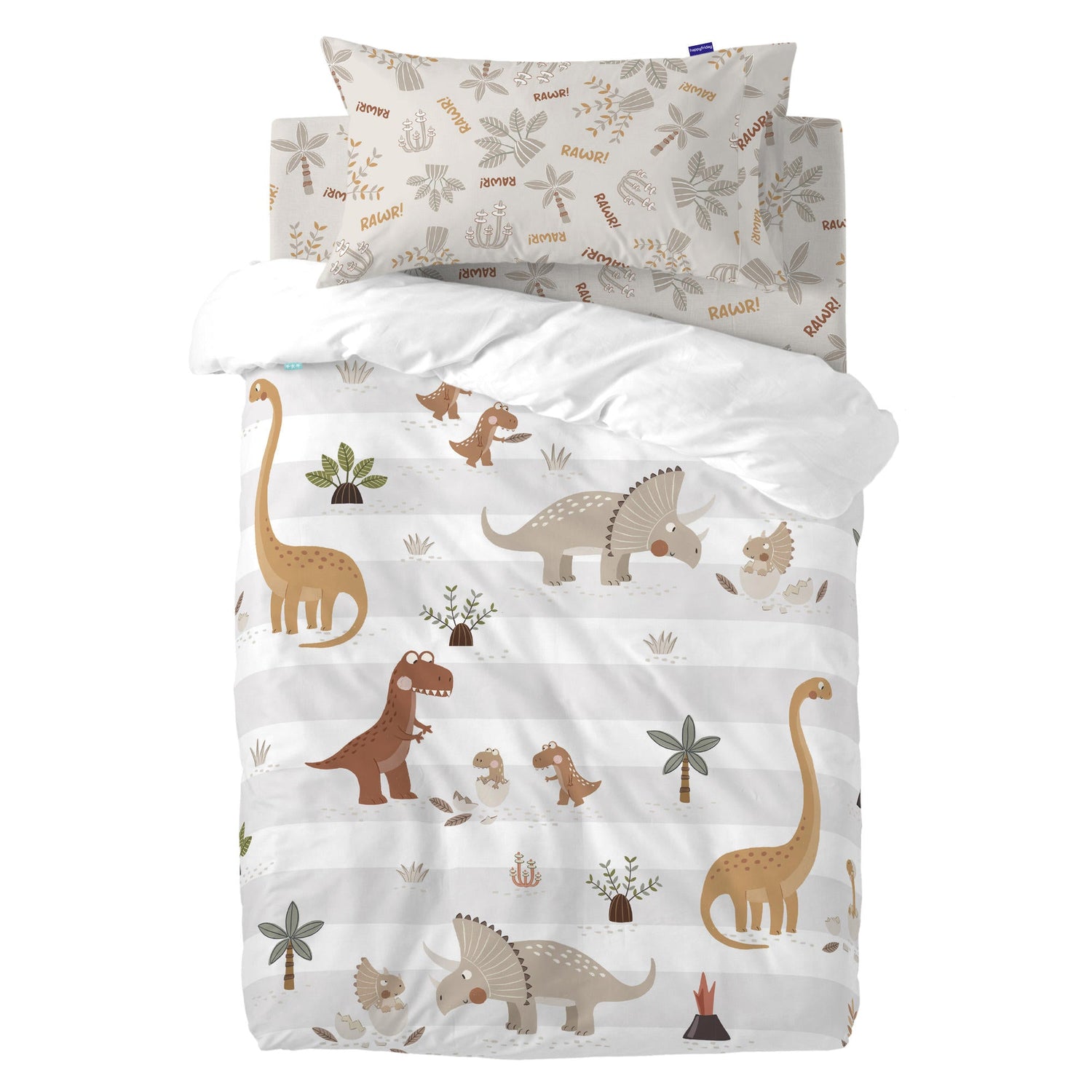 Dino family Dekbedovertrek 2-delig 100x135 cm (Ledikant) Moshi Moshi, Veelkleurig, 100% katoen, de kwaliteit van 150 TC