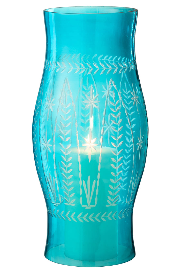 J-Line windlicht Tarifa - glas - azuur - large