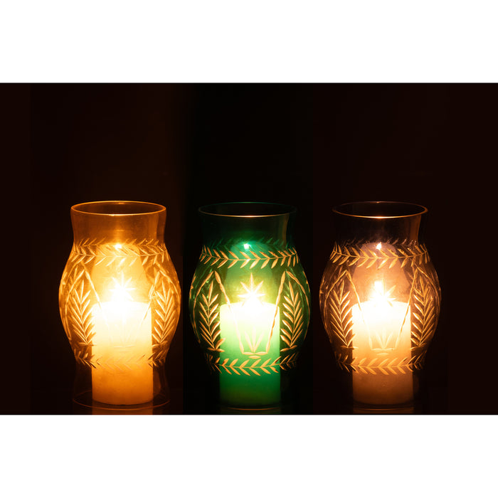 J-Line windlicht Tarifa - glas - mix - 3 stuks