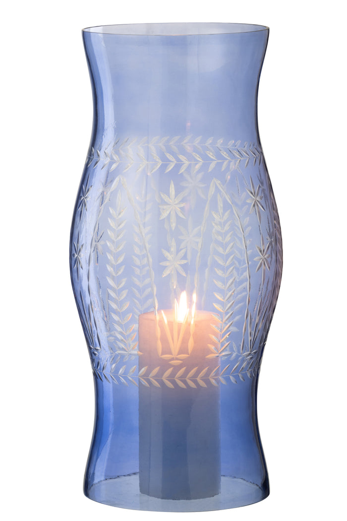 J-Line windlicht Tarifa - glas - blauw - small