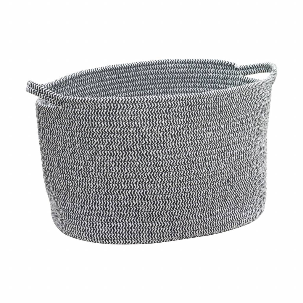 Rena Opbergmand Black Medium | Zwart | Wit | Katoen | Polyester