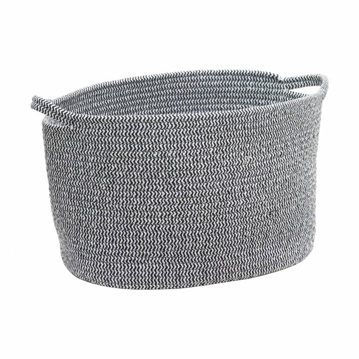 Rena Opbergmand Black Medium | Zwart | Wit | Katoen | Polyester