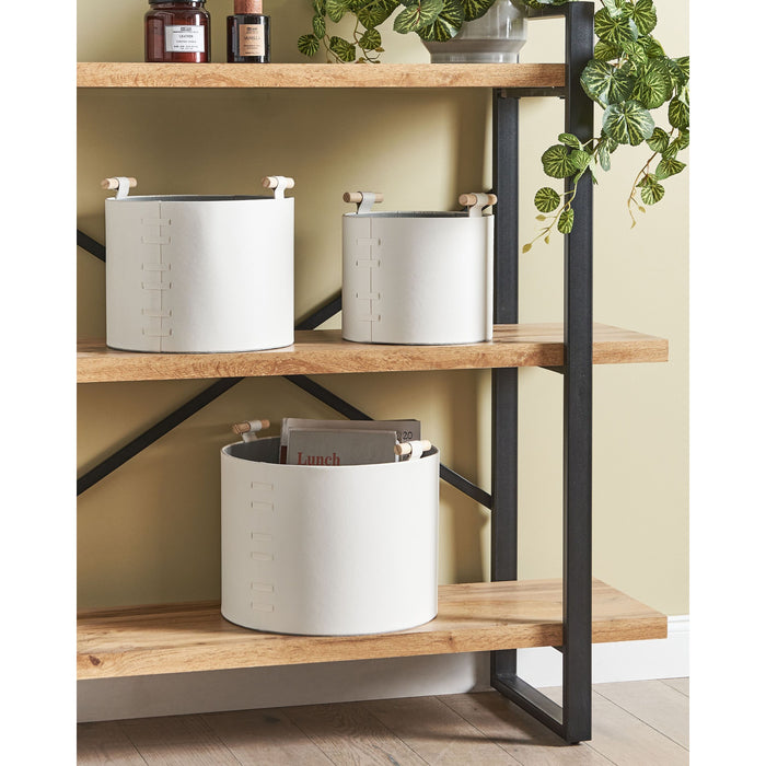 Beliani - ARAM - Opbergmanden set van 3 - Gebroken wit - Kunstleer