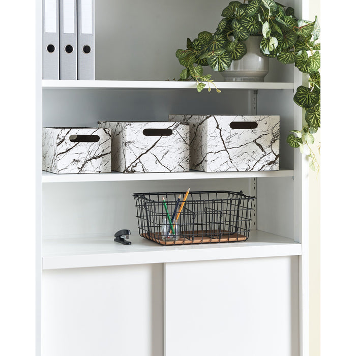 Beliani - LARSA - Opbergdozen set van 3 - Wit - Kunstleer