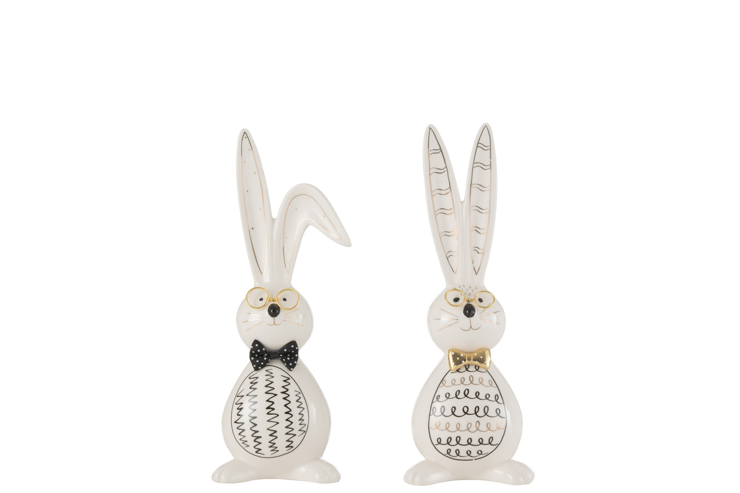 J-Line figuur Konijn Robert - keramiek - mix - medium - 2 st