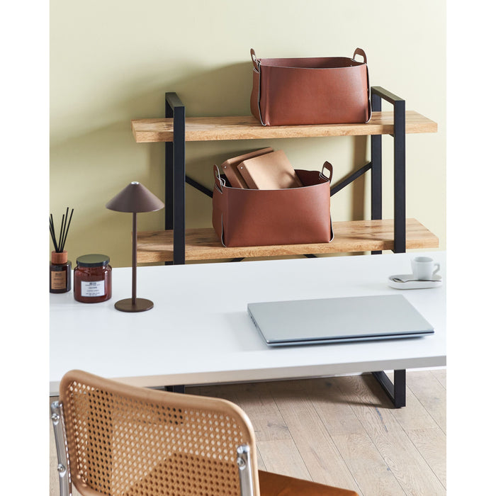 Beliani - NUZI - Opbergmanden set van 2 - Bruin - Kunstleer