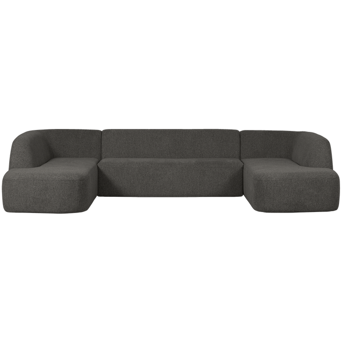 WOOOD Sloping U-Bank - Chenille - Grijs/Zwart Melange