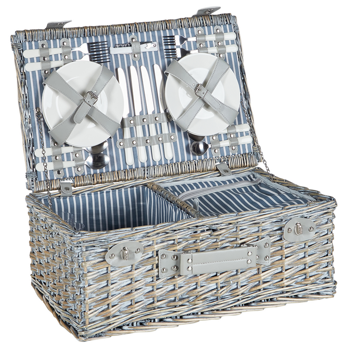 Beliani - FIGUE - Picknickmand voor 4 - Grijs - Wilgenhout