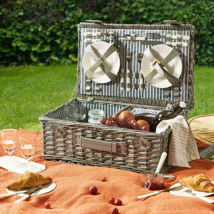 Beliani - FIGUE - Picknickmand voor 4 - Grijs - Wilgenhout