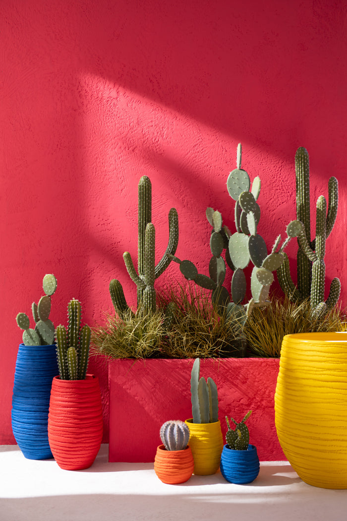 J-line - Cactus+pot Plastic Groen|melamine Wit Xl - 60x24.5x130cm
