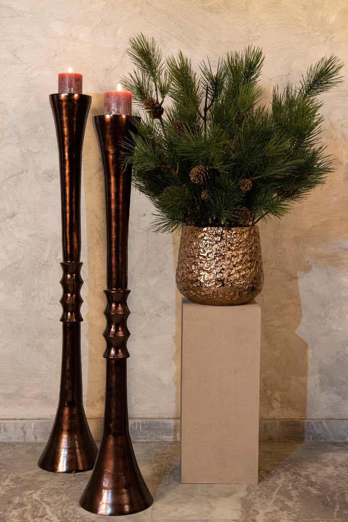 PTMD Moy Bronze Casted Alu Big Candleholder Round L