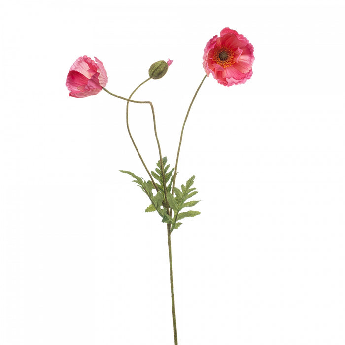Fleurdirect Kunstbloem Poppy - Roze - Polyester - 0x75x0cm (BxHxD)