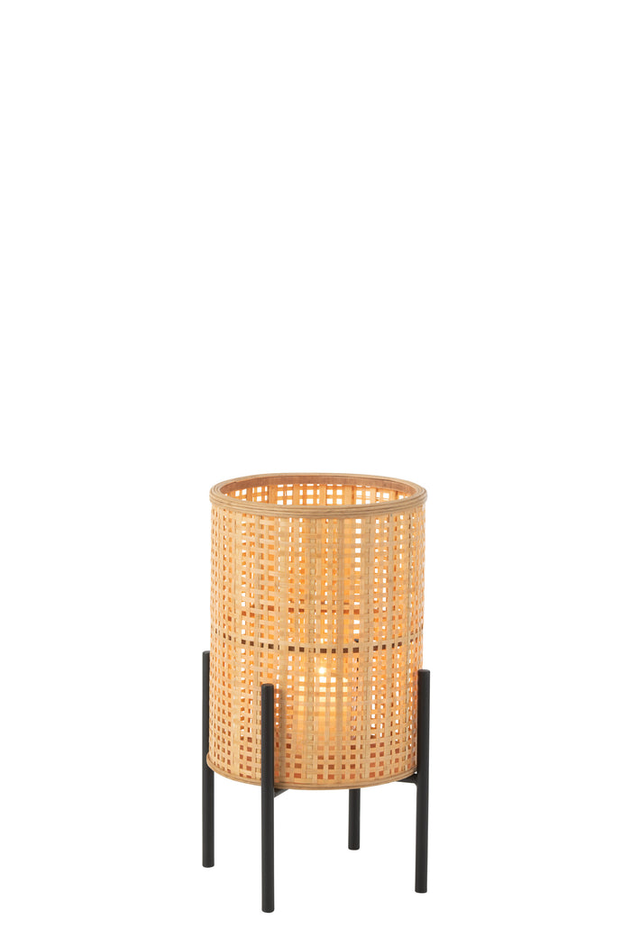 J-line - Lantaarn Op Voet Bamboo Naturel Small - 31.5x31.5x50.5cm