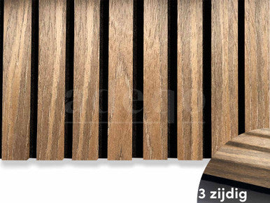 Adeqo   Akoestische panelen  Bruin Eiken 300 x 60 cm  3 zijdig