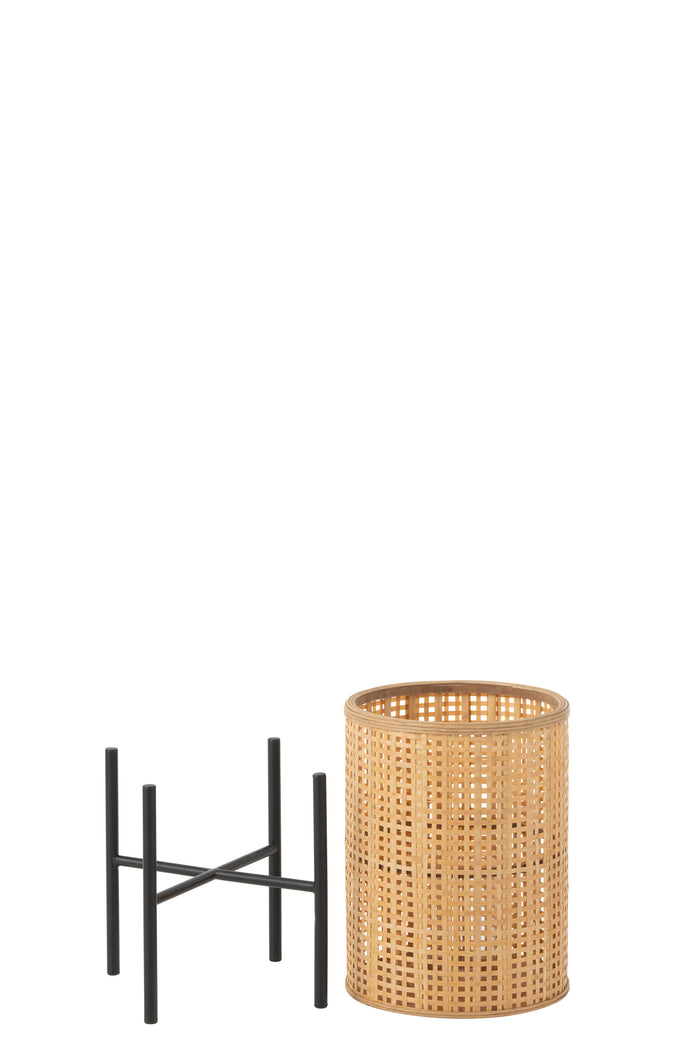 J-line - Lantaarn Op Voet Bamboo Naturel Small - 31.5x31.5x50.5cm