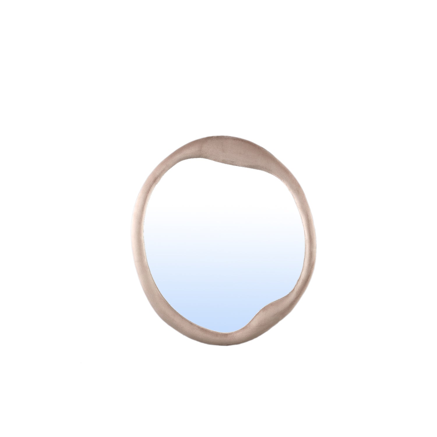 PTMD Don Beige Velvet Mirror Organic Round