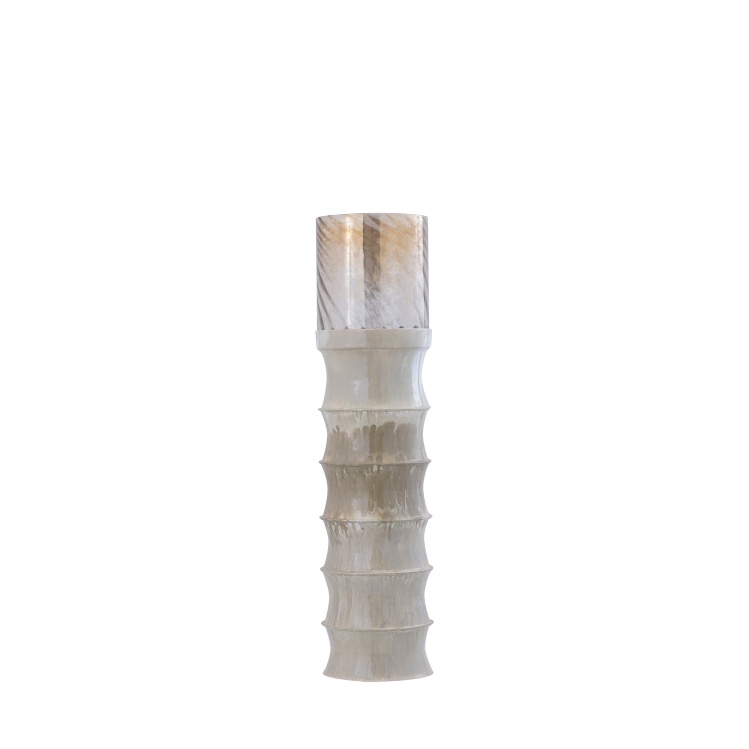 PTMD Kaylyne Cream Enamel Ribbed Stormlight W Glass S