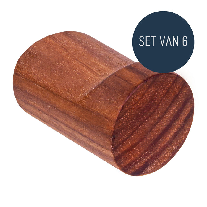 QUVIO Wandkapstok - Hout - donkerbruin - Set van 6