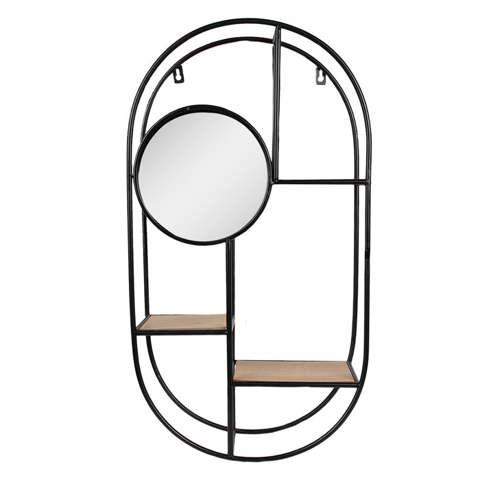 Clayre & Eef Spiegel  35x12x65 cm Zwart Ijzer Hout Passpiegel
