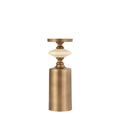 PTMD Nikolaos Brass Candleholder Travertine Round M