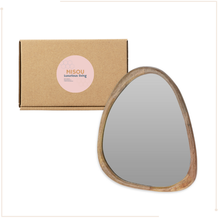 MISOU Wandspiegel Hout Organische Vorm Spiegel Badkamerspiegel Woon...
