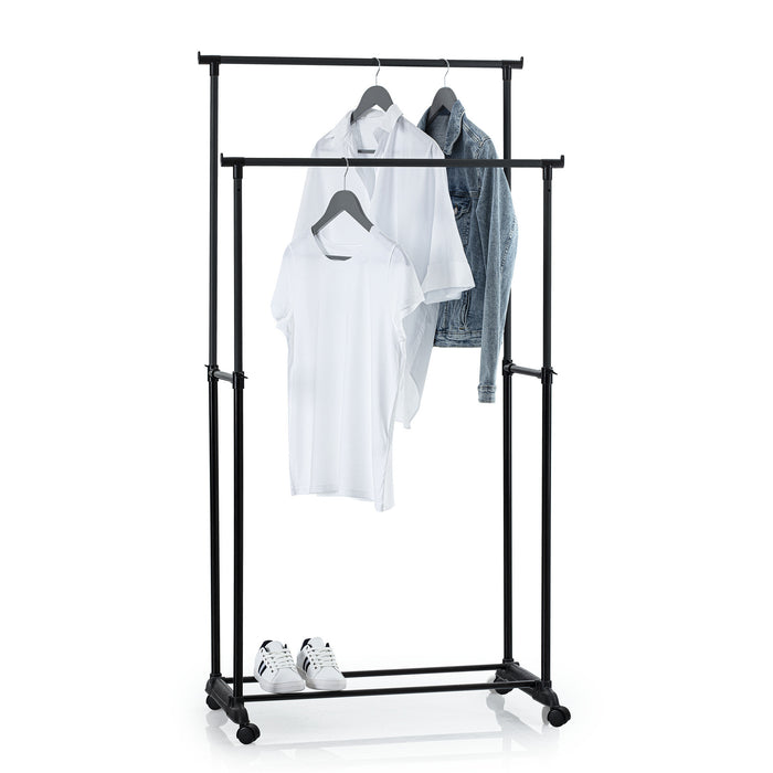 5Five Kledingrek dubbele stang - kunststof|metaal - zwart - 80 x 160cm