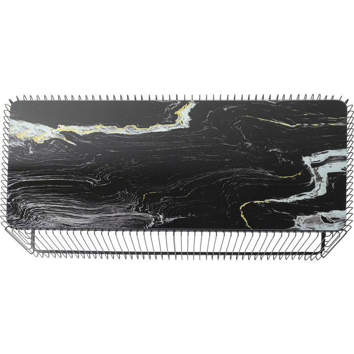 Salontafel Wire zwart Marmer Glas 145x70cm Kare Design