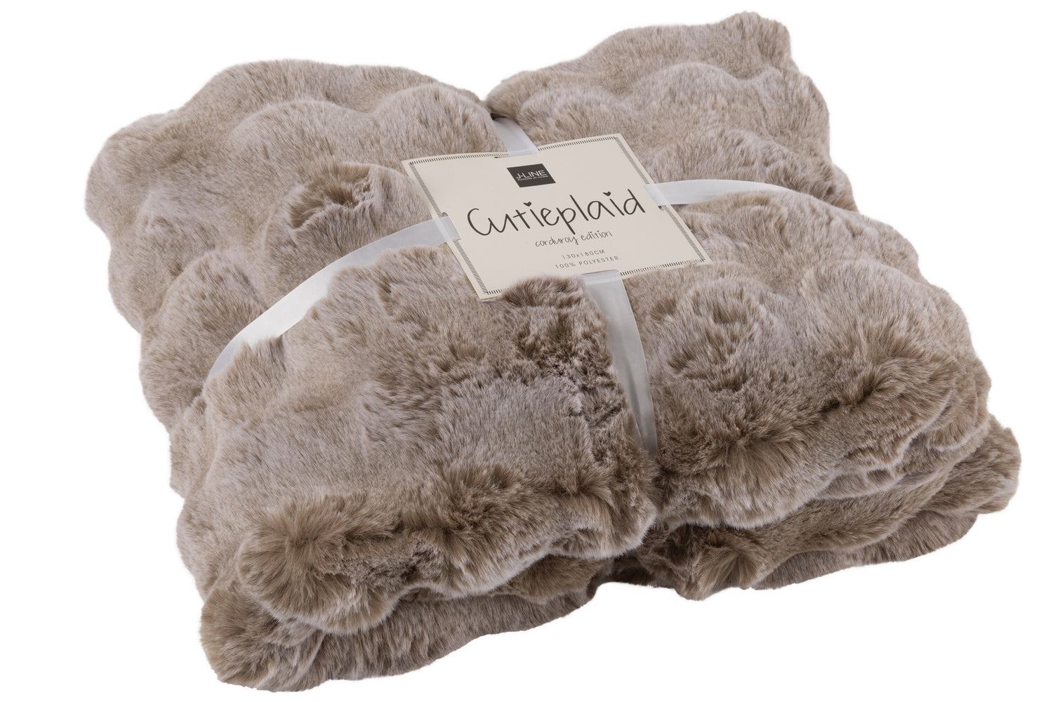 J-line - Plaid Wave Polyester Taupe - 180x130x2cm