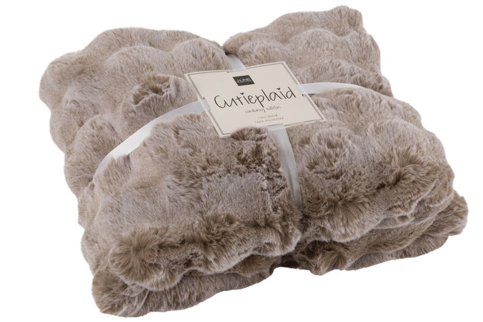 J-line - Plaid Wave Polyester Taupe - 180x130x2cm