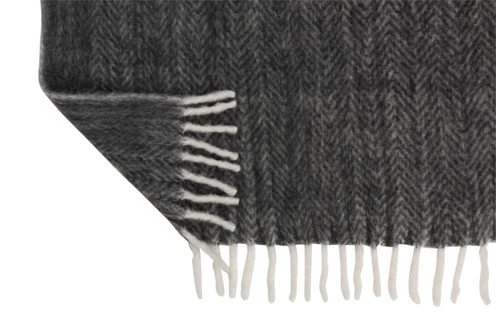 J-line - Plaid Boord Acryl|wol Zwart|wit - 190x136x0.5cm