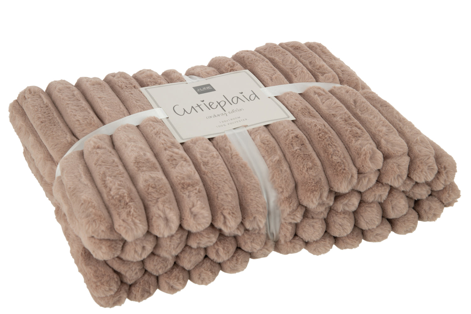 J-line - Plaid Corduroy Polyester Licht Karamel - 180x130x3cm