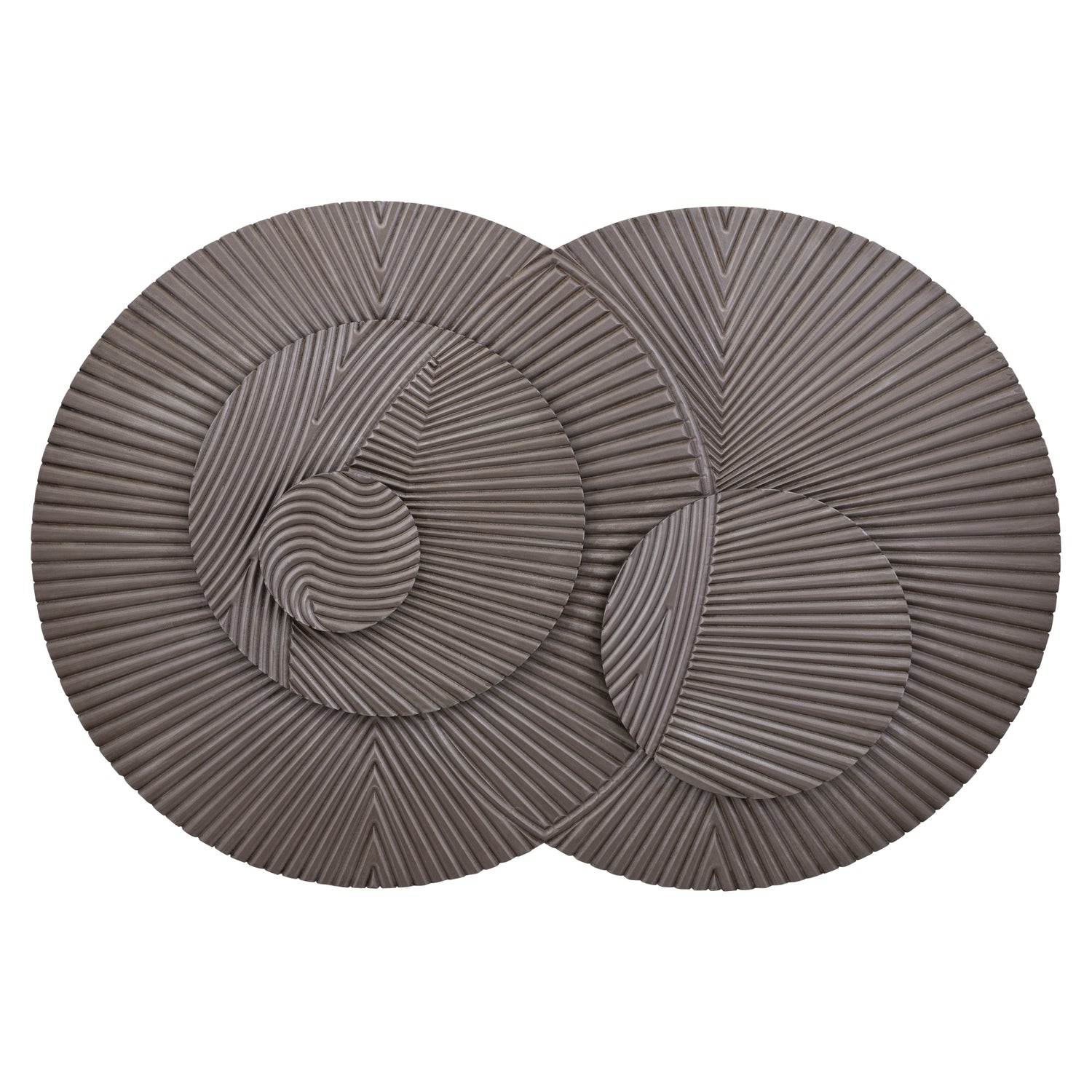 PTMD Thikra Brown Double Circles Mdf Wall Panel Carved
