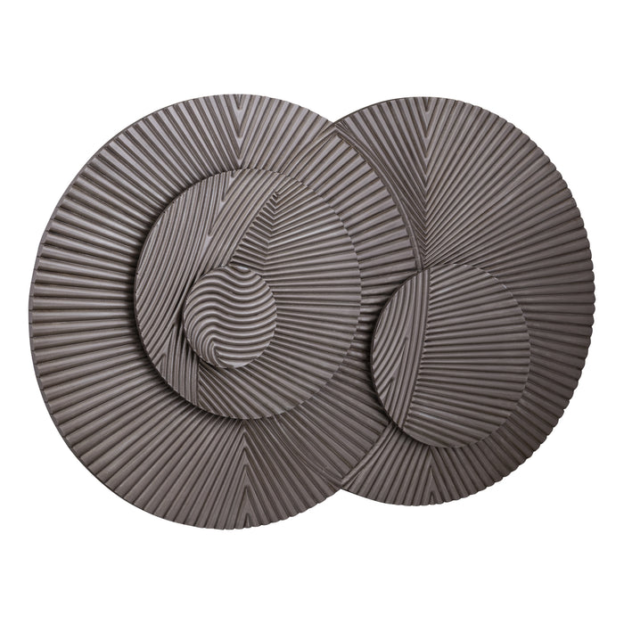 PTMD Thikra Brown Double Circles Mdf Wall Panel Carved