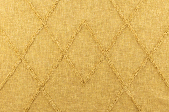 J-line - Jete De Lit Floches Coton Moutarde - 190x56x1cm