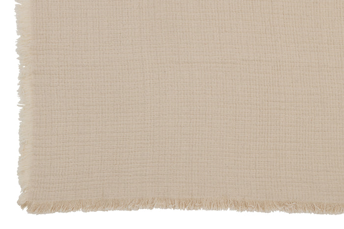 J-line - Plaid Franjes Katoen Mousseline Licht Beige - 130x180x1cm